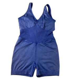 JoyLab Blue Mineral Wash Seamless Romper Strappy Back Activewear Medium